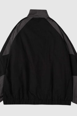 Style Core Aesthetics, New Style Trends Retro Colorblock Stand Collar Windbreaker