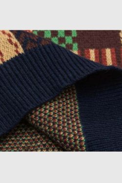 Style Core Aesthetics, New Style Trends Retro Patchwork Knit Sweater