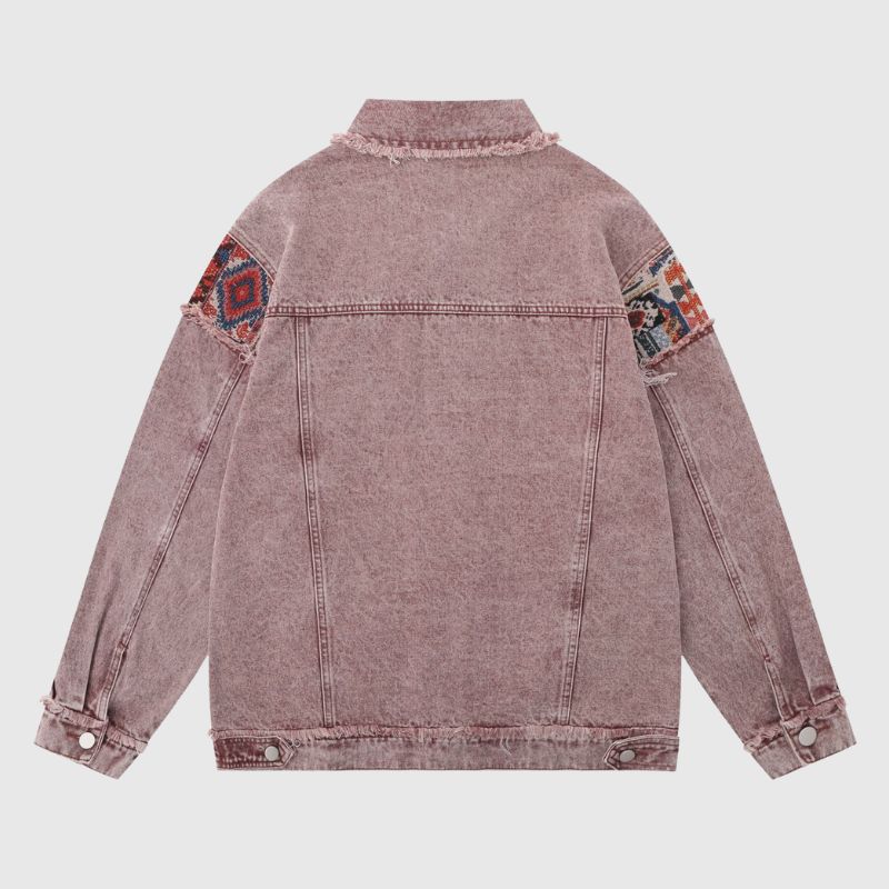 Style Core Aesthetics, New Style Trends Retro Star Patchwork Embroidered Denim Jacket Style Core Aesthetics, New Style Trends Retro Star Patchwork Embroidered Denim Jacket