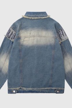 Style Core Aesthetics, New Style Trends Retro Star Patchwork Embroidered Denim Jacket