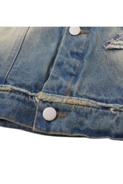 Style Core Aesthetics, New Style Trends Retro Star Patchwork Embroidered Denim Jacket