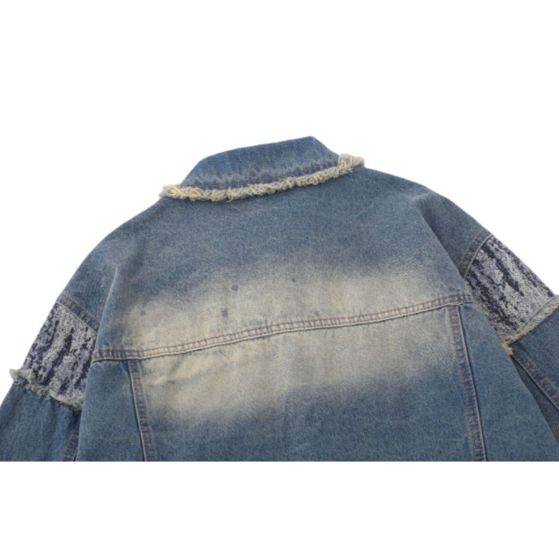 Style Core Aesthetics, New Style Trends Retro Star Patchwork Embroidered Denim Jacket Style Core Aesthetics, New Style Trends Retro Star Patchwork Embroidered Denim Jacket