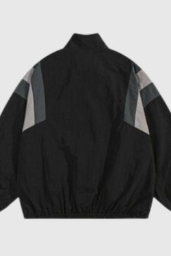 Style Core Aesthetics, New Style Trends Retro Streetwear Patchwork Stand Collar Jacket