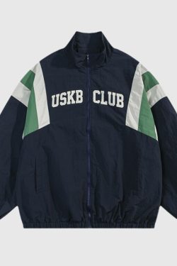 Style Core Aesthetics, New Style Trends Retro Streetwear Patchwork Stand Collar Jacket