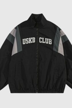 Style Core Aesthetics, New Style Trends Retro Streetwear Patchwork Stand Collar Jacket