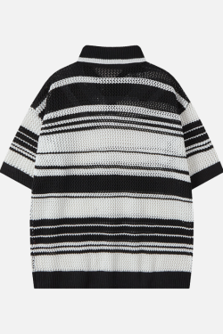 Style Core Aesthetics, New Style Trends Retro Striped Knit Polo