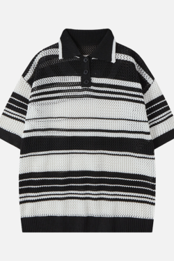 Style Core Aesthetics, New Style Trends Retro Striped Knit Polo