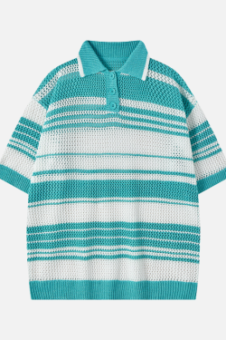 Style Core Aesthetics, New Style Trends Retro Striped Knit Polo