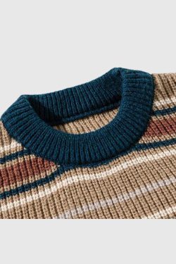 Style Core Aesthetics, New Style Trends Retro Striped Knit Sweater