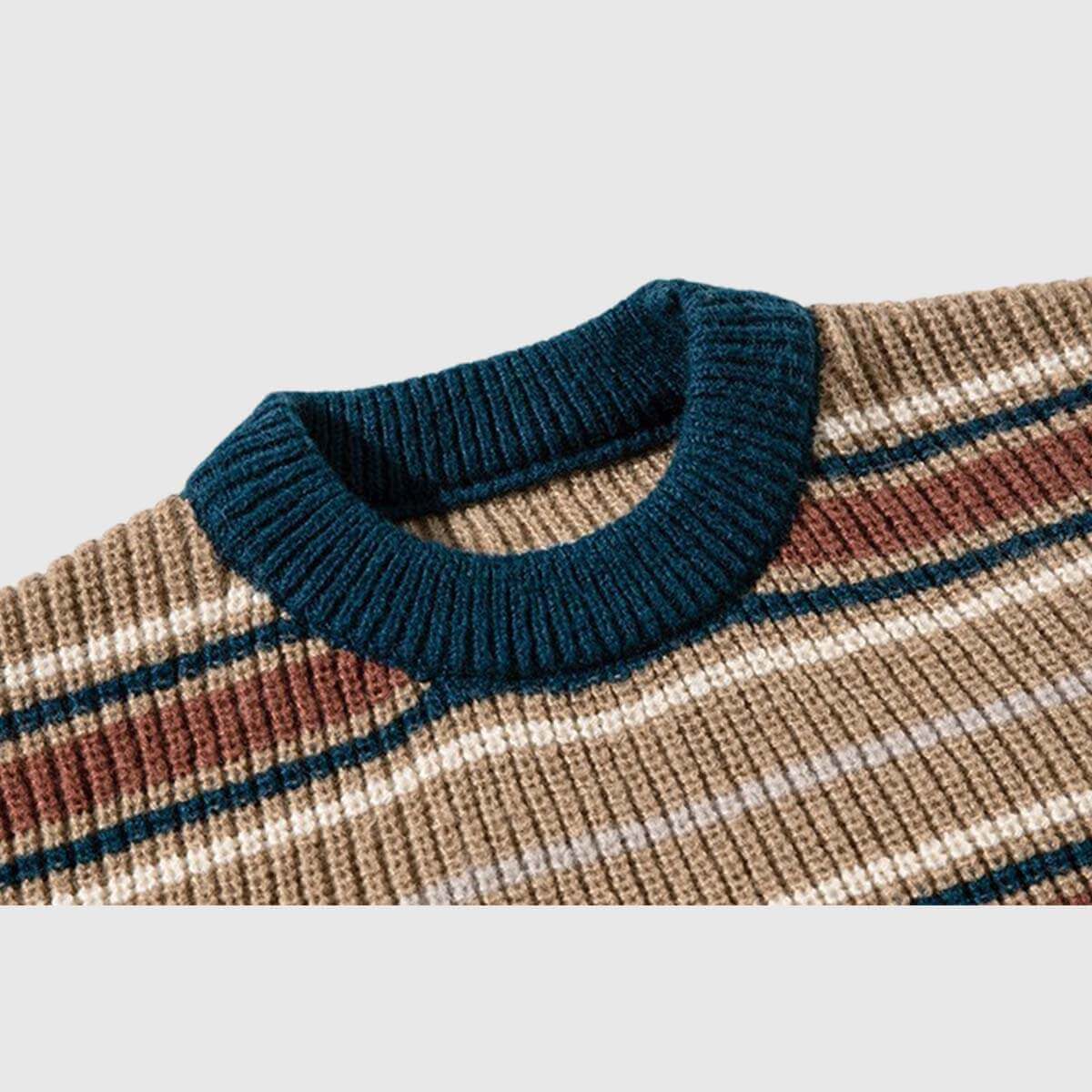 Style Core Aesthetics, New Style Trends Retro Striped Knit Sweater Style Core Aesthetics, New Style Trends Retro Striped Knit Sweater