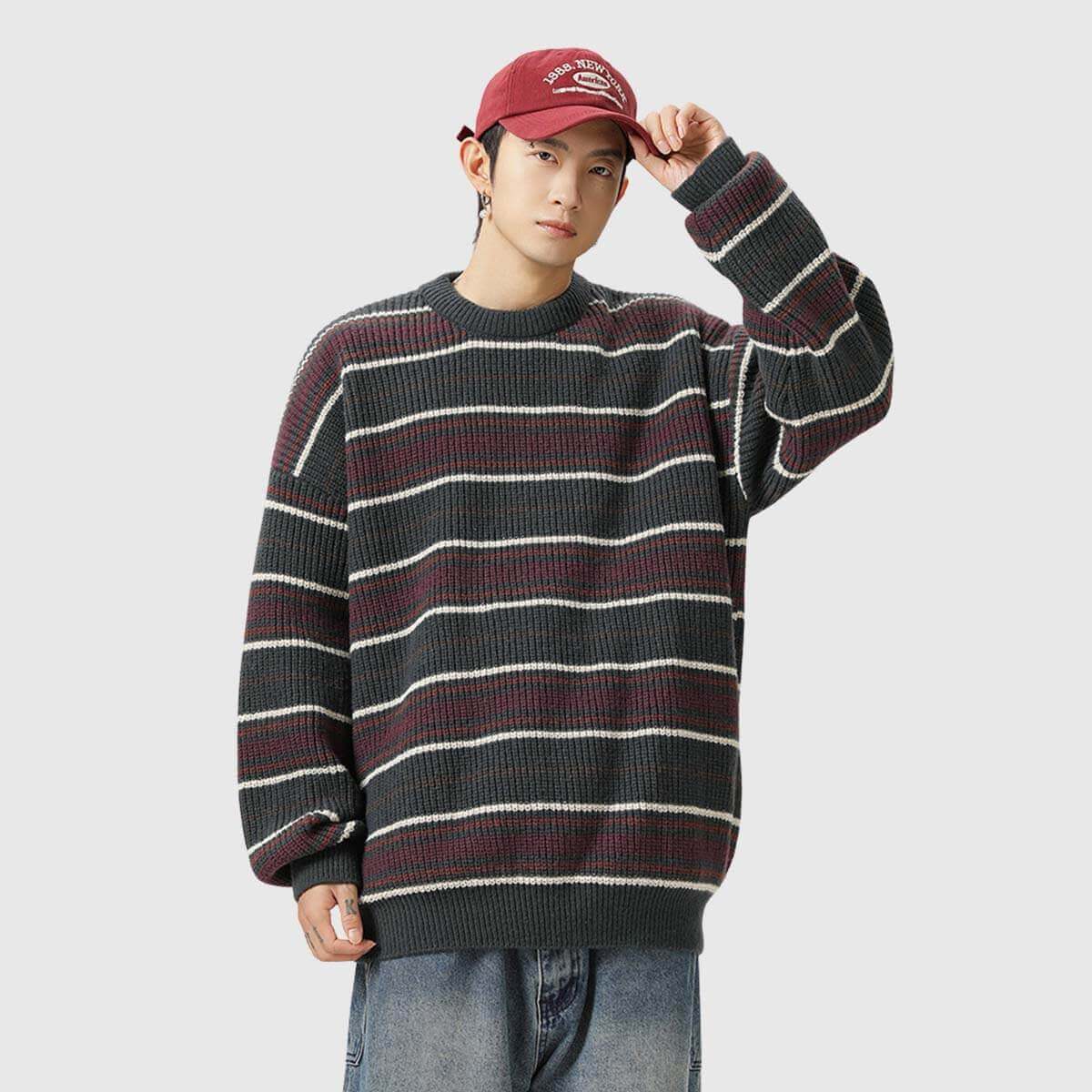 Style Core Aesthetics, New Style Trends Retro Striped Knit Sweater Style Core Aesthetics, New Style Trends Retro Striped Knit Sweater