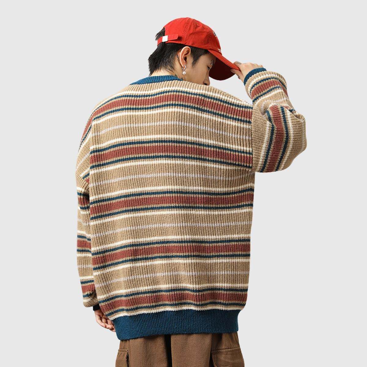 Style Core Aesthetics, New Style Trends Retro Striped Knit Sweater Style Core Aesthetics, New Style Trends Retro Striped Knit Sweater