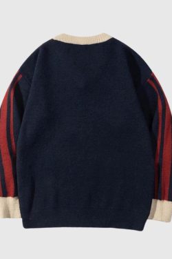 Style Core Aesthetics, New Style Trends Retro Striped V-Neck Sweater