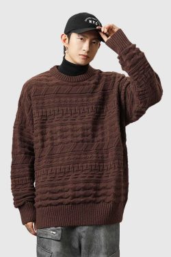 Style Core Aesthetics, New Style Trends Retro Textured Knit Sweater