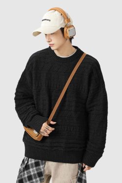 Style Core Aesthetics, New Style Trends Retro Textured Knit Sweater
