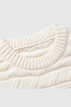 Style Core Aesthetics, New Style Trends Retro Textured Knit Sweater