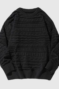 Style Core Aesthetics, New Style Trends Retro Textured Knit Sweater