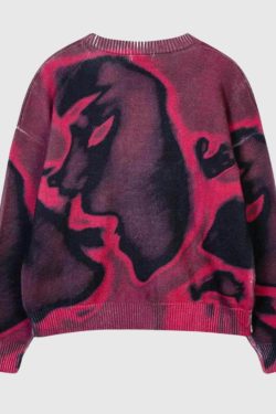 Style Core Aesthetics, New Style Trends Retro Y2K Print Knit Sweater