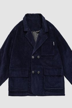 Style Core Aesthetics, New Style Trends Ruched Sleeve Corduroy Blazer