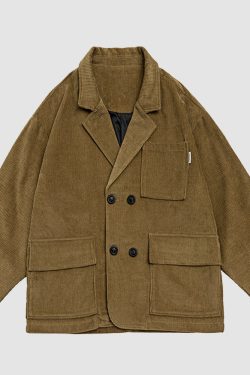 Style Core Aesthetics, New Style Trends Ruched Sleeve Corduroy Blazer