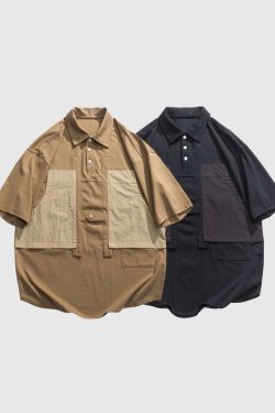 Style Core Aesthetics, New Style Trends Rustic Two-Tone Patchwork Shirt