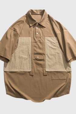 Style Core Aesthetics, New Style Trends Rustic Two-Tone Patchwork Shirt