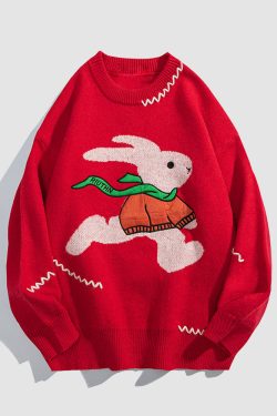 Style Core Aesthetics, New Style Trends Scarf Rabbit Pattern Sweater