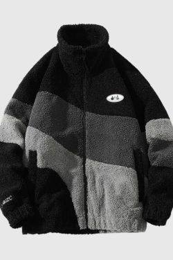 Style Core Aesthetics, New Style Trends Shearling Color-Block Collar Jacket