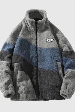 Style Core Aesthetics, New Style Trends Shearling Color-Block Collar Jacket