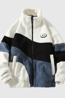 Style Core Aesthetics, New Style Trends Shearling Color-Block Collar Jacket