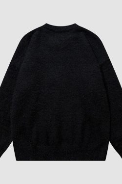 Style Core Aesthetics, New Style Trends Shy Dog Pattern Fuzzy Sweater