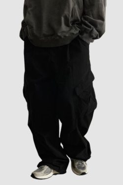 Style Core Aesthetics, New Style Trends Side Pocket Patch Pleated Cargo Pants