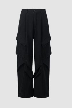 Style Core Aesthetics, New Style Trends Side Pocket Patch Pleated Cargo Pants