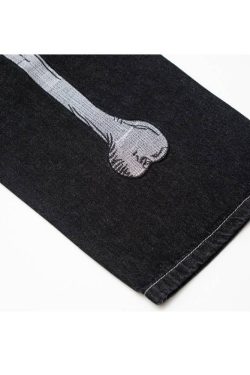 Style Core Aesthetics, New Style Trends Skeleton Embroidered Jeans