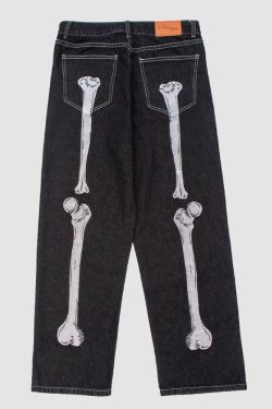 Style Core Aesthetics, New Style Trends Skeleton Embroidered Jeans