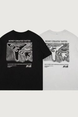 Style Core Aesthetics, New Style Trends Sketch Cotton Airplane Tee