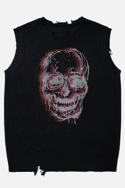 Style Core Aesthetics, New Style Trends Skull Sleeveless Knit Sweater