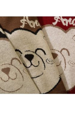 Style Core Aesthetics, New Style Trends Smiley Bear Print Sweater + Bear Mini Bag