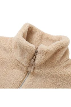 Style Core Aesthetics, New Style Trends Solid Color Berber Fleece Jacket