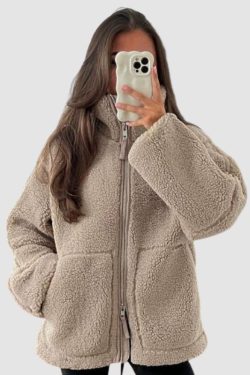 Style Core Aesthetics, New Style Trends Solid Color Berber Fleece Jacket