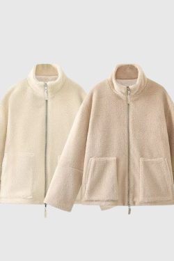 Style Core Aesthetics, New Style Trends Solid Color Berber Fleece Jacket
