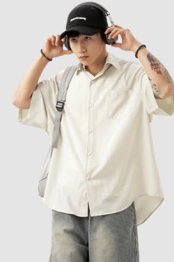 Style Core Aesthetics, New Style Trends Solid Color Drape Shirts