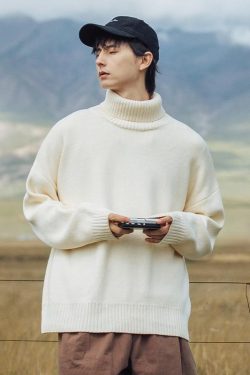 Style Core Aesthetics, New Style Trends Solid Color High Neck Knit Pullover