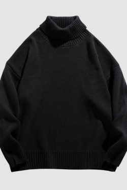 Style Core Aesthetics, New Style Trends Solid Color High Neck Knit Pullover