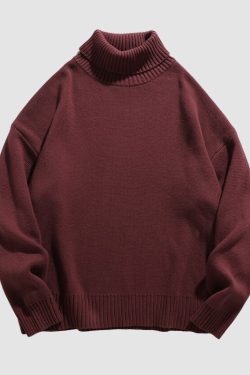 Style Core Aesthetics, New Style Trends Solid Color High Neck Knit Pullover