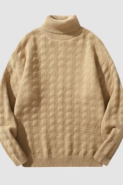 Style Core Aesthetics, New Style Trends Solid Color Jacquard Turtleneck Sweater