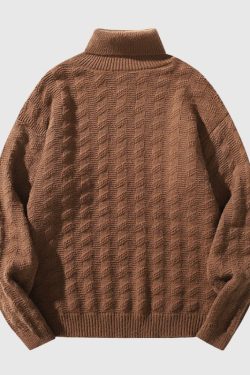 Style Core Aesthetics, New Style Trends Solid Color Jacquard Turtleneck Sweater