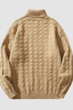 Style Core Aesthetics, New Style Trends Solid Color Jacquard Turtleneck Sweater