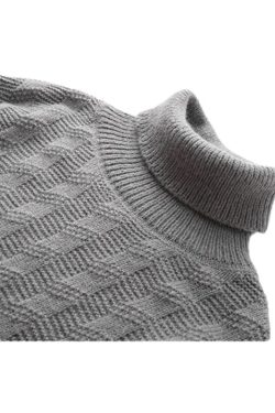 Style Core Aesthetics, New Style Trends Solid Color Jacquard Turtleneck Sweater