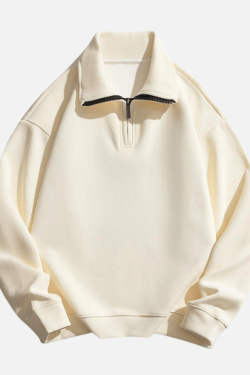 Style Core Aesthetics, New Style Trends Solid Half-Zip Stand Collar Sweatshirt